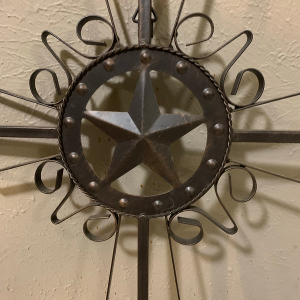 STAR METAL CROSS WALL ART DARK BRONZE COPPER