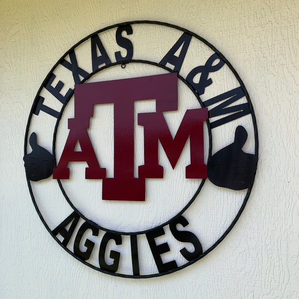 GIGEM AGGIES METAL CUSTOM VINTAGE CRAFT TEAM SIGN HANDMADE
