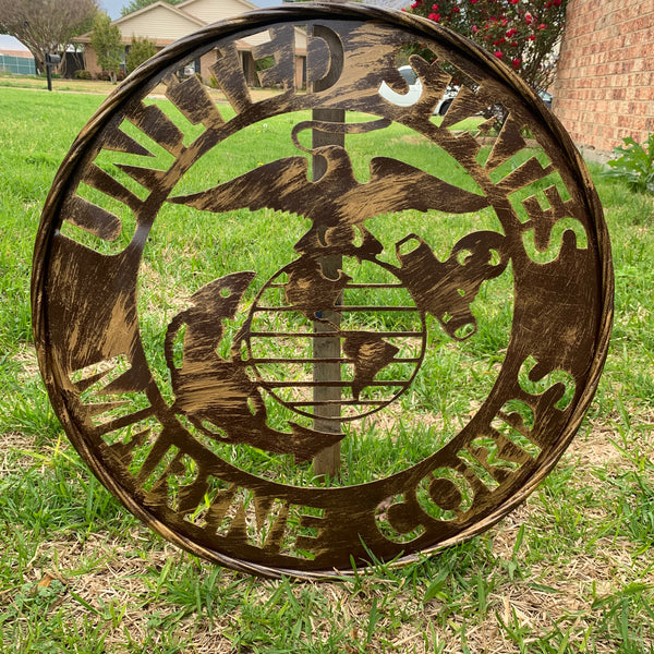 #EH10085 18",24",32" US MARINE CORPS MILITARY LASERCUT METAL PATRIOTIC WALL ART WESTERN HOME DECOR HANDMADE RUSTIC BRONZE COPPER