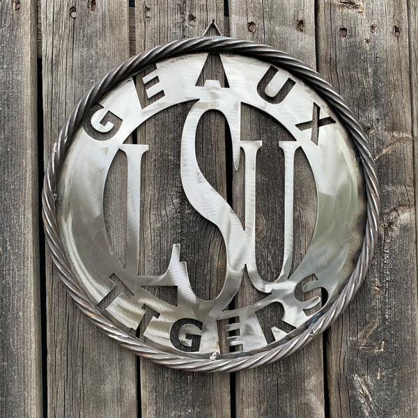 12",18",24",32" LSU GEAUX TIGERS CUSTOM METAL VINTAGE CRAFT TEAM SIGN WESTERN HOME DECOR HANDMADE