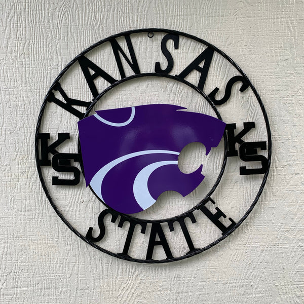 KANSAS STATE METAL CUSTOM VINTAGE CRAFT WALL ART TEAM SIGN HANDMADE