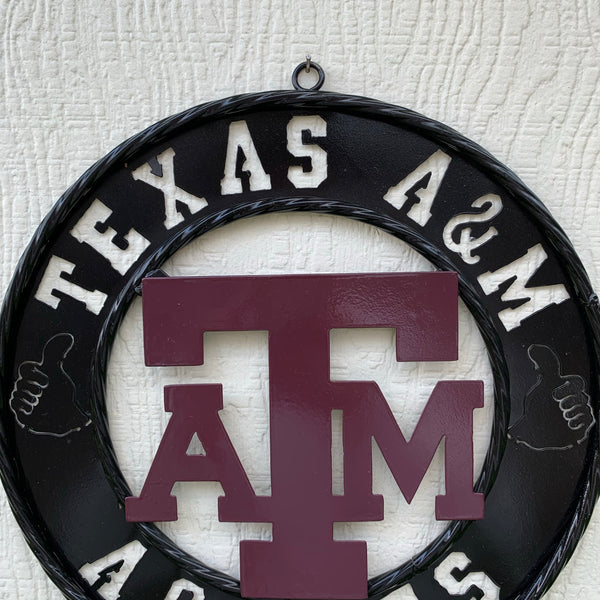 12",18",24",32" TEXAS A&M AGGIES WIDE BAND RING CUSTOM METAL VINTAGE CRAFT TEAM SIGN HANDMADE
