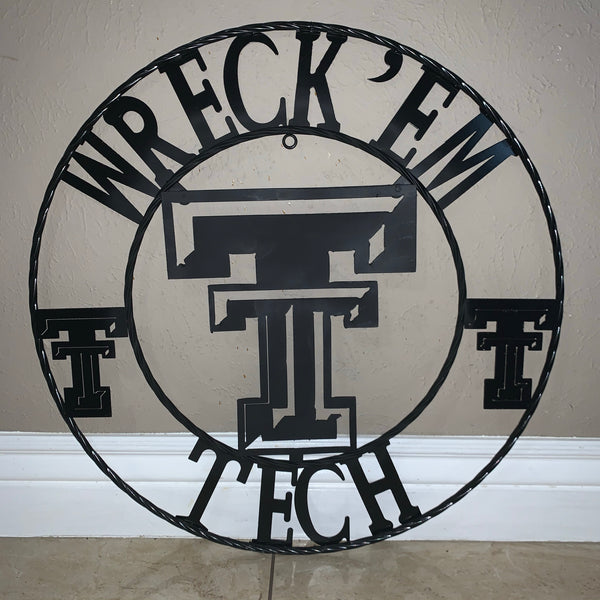 12", 18", 24", 32" WRECKEM TEXAS TECH METAL CUSTOM VINTAGE CRAFT TEAM SIGN HANDMADE