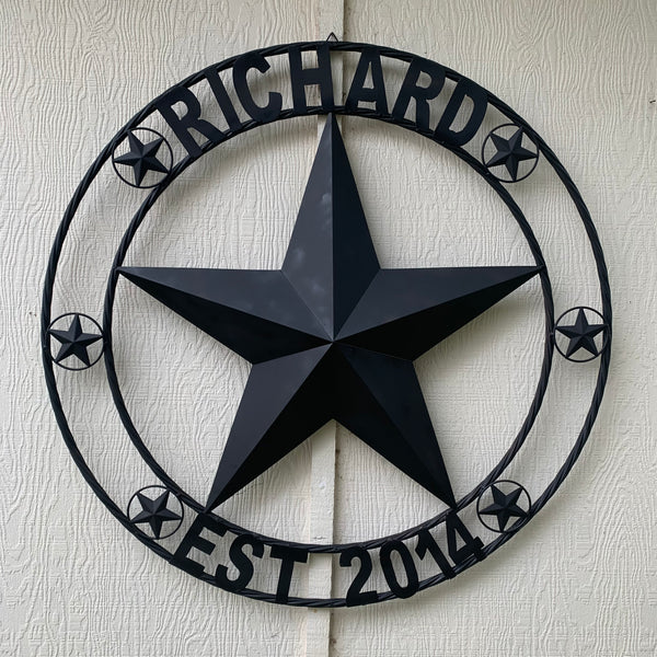 LOPEZ STYLE CUSTOM STAR NAME BARN METAL STAR 3d TWISTED ROPE RING WESTERN HOME DECOR RUSTIC  BRONZE HANDMADE 24",32",36",50"