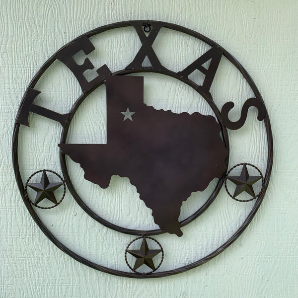 24" State of Texas Map Metal Wall Art Western Home Decor Vintage Rustic Bronze Copper New