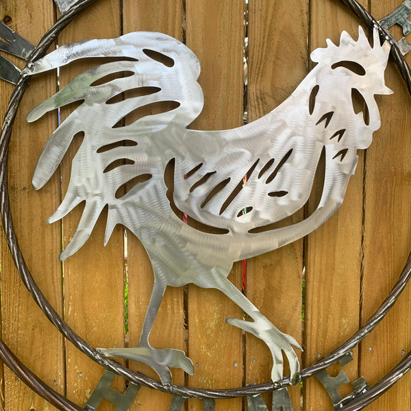 YOUR CUSTOM NAME ROOSTER LASERCUT RAW METAL ART WITH RING DESIGN WESTERN METAL ANIMAL ART HOME WALL DECOR BRAND NEW