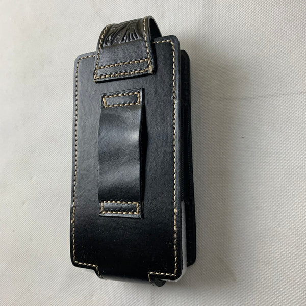 #WS341F 7" LONE STAR BLACK LEATHER POUCH EXTRA LARGE  BELT LOOP HOLSTER CELL PHONE CASE UNIVERSAL OVERSIZE--FREE SHIPPING