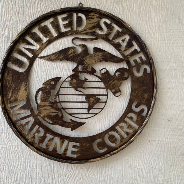 #EH10085 18",24",32" US MARINE CORPS MILITARY LASERCUT METAL PATRIOTIC WALL ART WESTERN HOME DECOR HANDMADE RUSTIC BRONZE COPPER