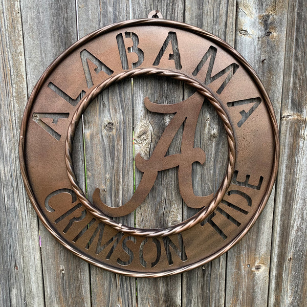 ALABAMA CRIMSON TIDE WIDE BAND RING CUSTOM METAL VINTAGE CRAFT TEAM SIGN HANDMADE