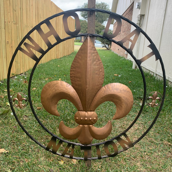 18", 24", 32" 36" WHO DAT NATION FLEUR DE LIS METAL WALL ART WESTERN HOME DECOR NEW