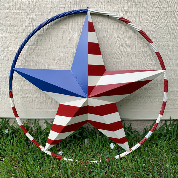 USA METAL STAR PLAIN WITHOUT SMALL STARS WITH RED WHT BLU RING Western Handmade 12",16",24",32"36",38",40",48"