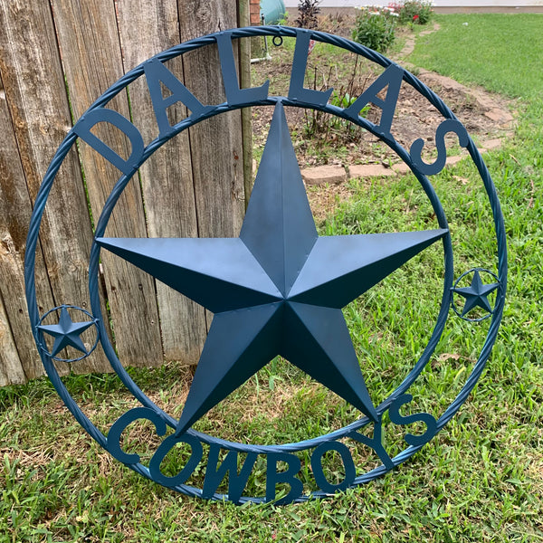DALLAS COWBOYS NAVY BLUE BARN STAR METAL LONE STAR WESTERN HOME DECOR HANDMADE 24",32",36",40",42",44",46",50"
