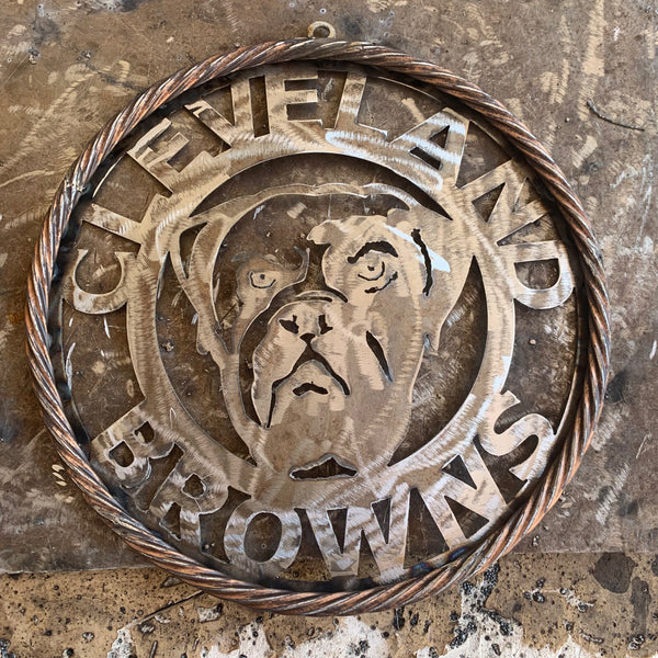 CLEVELAND BROWNS RAW METAL CUSTOM VINTAGE CRAFT ART HANDMADE RUSTIC BLACK