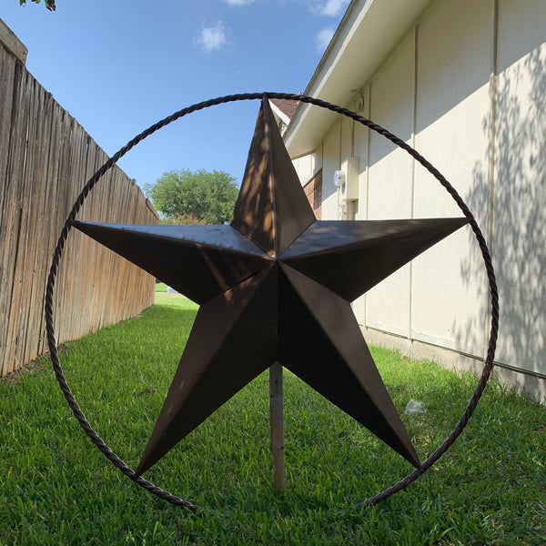 #EH10507 TEXAS GIANT 8,6,5,4 FOOT NATURAL RUSTIC SEALED UNPAINTED LARGE OVERSIZE METAL LONESTAR GENUINE RUST PATINA LONE STAR TWISTED ROPE RING 4,5,6,8 FOOT