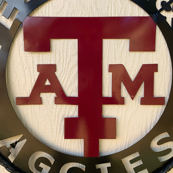 24" TEXAS A&M WIDE BAND RING CUSTOM METAL VINTAGE CRAFT SIGN TEAM HANDMADE