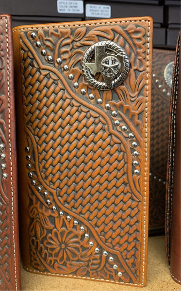 #LG GENUINE LEATHER WESTERN CHECKBOOK MEN'S WALLET WESTERN FASHION--FREE SHIPPING