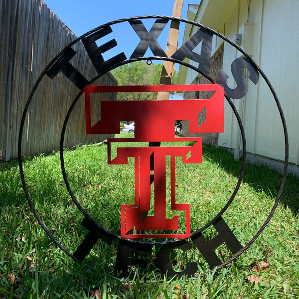 TEXAS TECH CUSTOM METAL VINTAGE CRAFT SIGN WESTERN HOME DECOR HANDMADE 12",18",24",32",36"