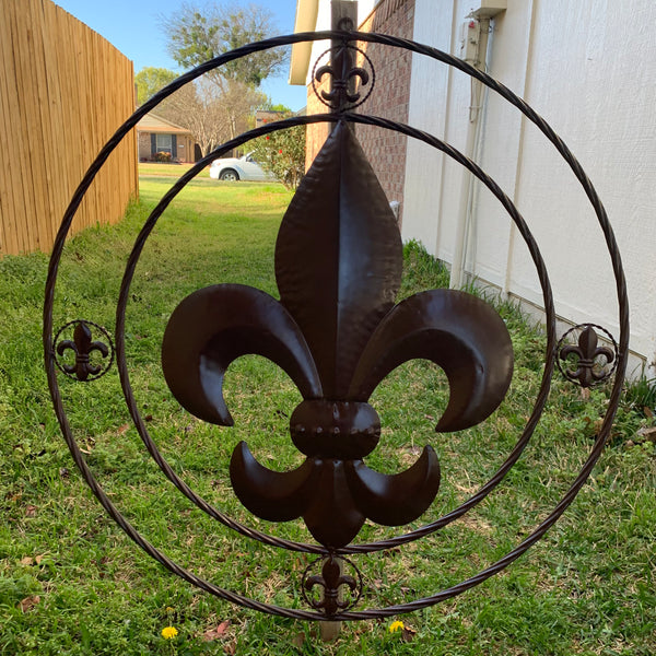 MULTI FLEUR DE LIS METAL WALL ART WESTERN HOME DECOR VINTAGE RUSTIC BROWN ART NEW