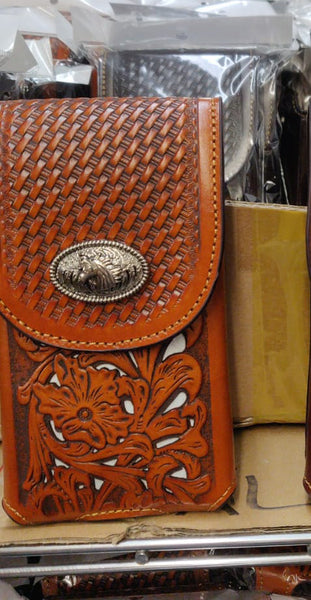 7" HORSE TAN BROWN LEATHER POUCH EXTRA LARGE  BELT LOOP HOLSTER CELL PHONE CASE UNIVERSAL OVERSIZE #EH12201