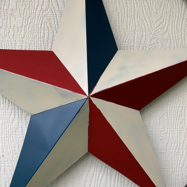 #EH10489 GOD BLESS AMERICA USA FLAG BARN STAR METAL RED WHITE BLUE WESTER HOME DECOR HANDMADE NEW