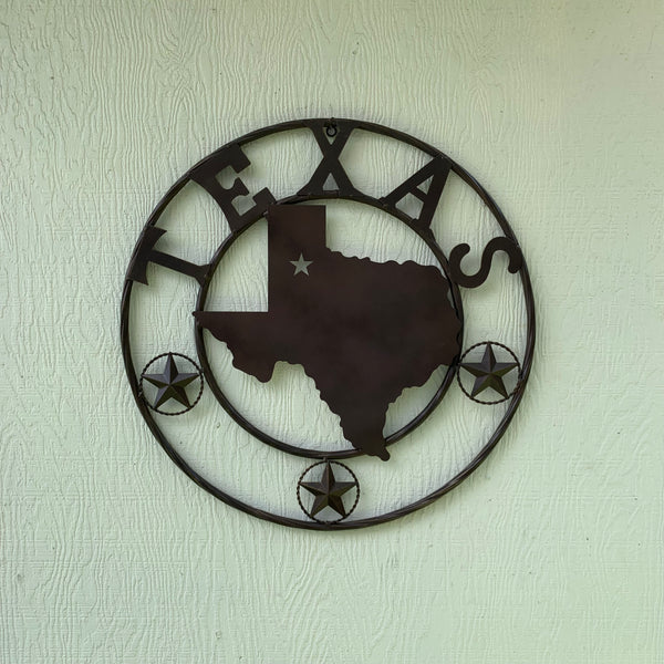 24" State of Texas Map Metal Wall Art Western Home Decor Vintage Rustic Bronze Copper New