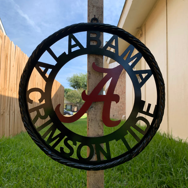 12" ALABAMA CRIMSON TIDE CUSTOM METAL VINTAGE CRAFT WALL ART TEAM SIGN