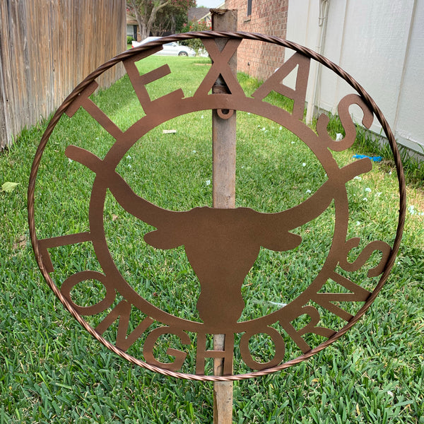 40",44",50" TEXAS LONGHORNS CUSTOM METAL VINTAGE CRAFT SIGN TEAM ART WESTERN HOJME DECOR RUSTIC BRONZE