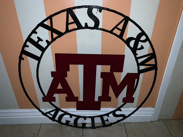 12", 18", 24", 32" TEXAS A&M METAL CUSTOM VINTAGE CRAFT WALL ART TEAM SIGN HANDMADE