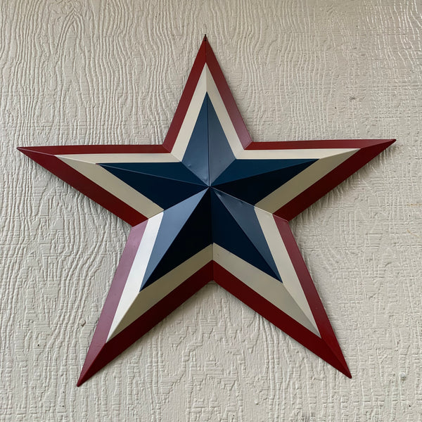 12",16",24",30",36" RED WHITE BLUE METAL BARN STAR METAL WALL ART HANDMADE