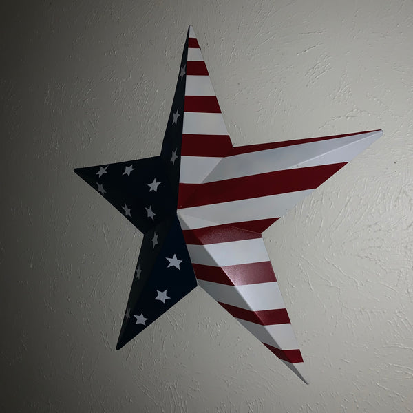 12",16",24",30",36" USA AMERICAN FLAG STAR STYLE#9 RED WHITE & BLUE METAL BARN STAR METAL WALL ART HANDMADE