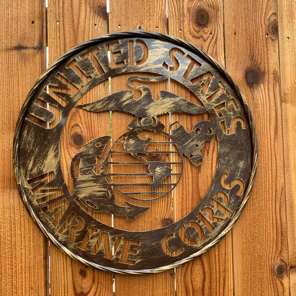 #EH10085 18",24",32" US MARINE CORPS MILITARY LASERCUT METAL PATRIOTIC WALL ART WESTERN HOME DECOR HANDMADE RUSTIC BRONZE COPPER