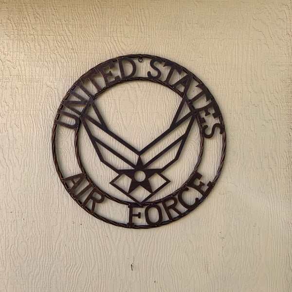 24" US AIR FORCE MILITARY METAL WALL ART WESTERN HOME DECOR AIRFORCE RUSTIC BRONZE