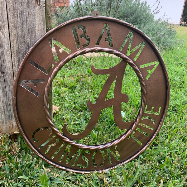 ALABAMA CRIMSON TIDE WIDE BAND RING CUSTOM METAL VINTAGE CRAFT TEAM SIGN HANDMADE