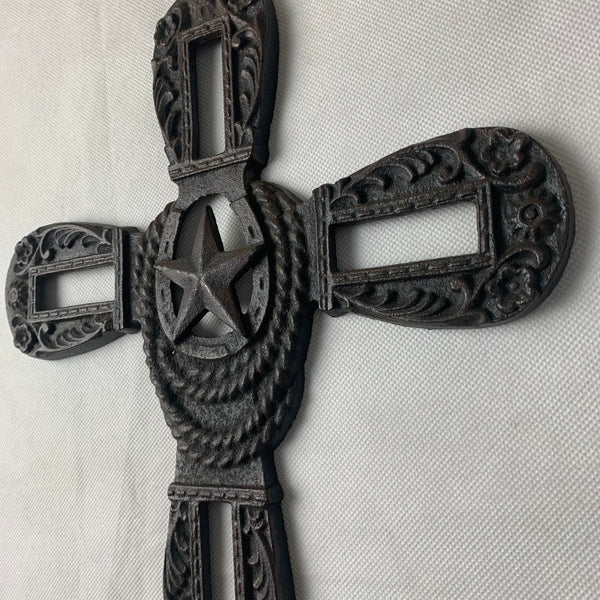 Si56409 STAR WESTERN CROSS CAST IRON HOME DECOR NEW