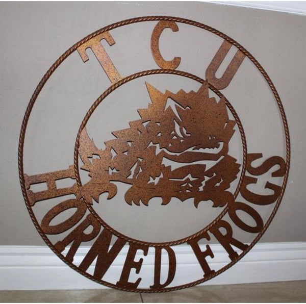 12", 18", 24", 32" TCU HORNED FROGS CUSTOM VINTAGE CRAFT METAL TEAM SIGN HANDMADE