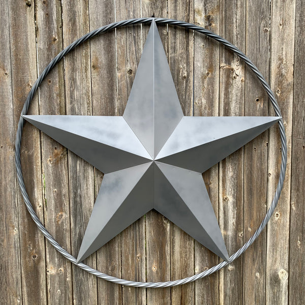 RUSTIC GREY BARN LONE STAR WITH TWISTED ROPE RING METAL WALL ART WESTERN HOME DECOR VINTAGE RUSTIC CRAFT NEW 12",16",24",32",36",38",40",48",60",72",96"