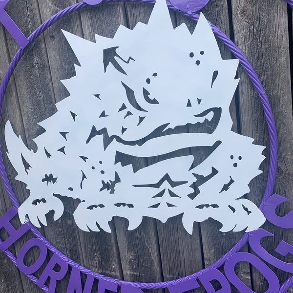 12",18",24",32",36" TCU HORNED FROGS CUSTOM METAL VINTAGE CRAFT TEAM SIGN HANDMADE
