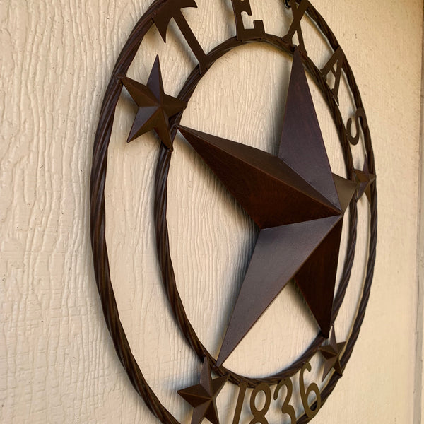 24", 32",36",40" TEXAS 1836 RUSTIC BROWN BARN STAR METAL WALL WESTERN HOME DECOR HANDMADE