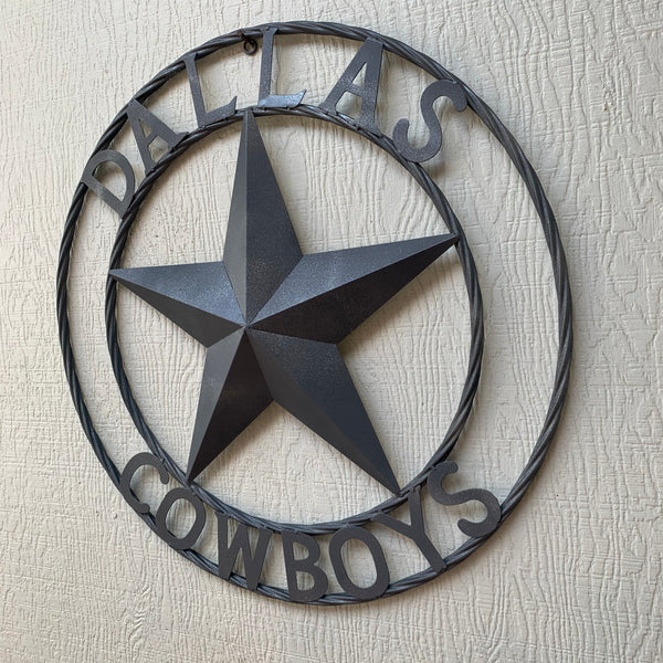 DALLAS COWBOYS RUSTIC GREY BARN LONE STAR CUSTOM METAL VINTAGE STAR WESTERN HOME DECOR