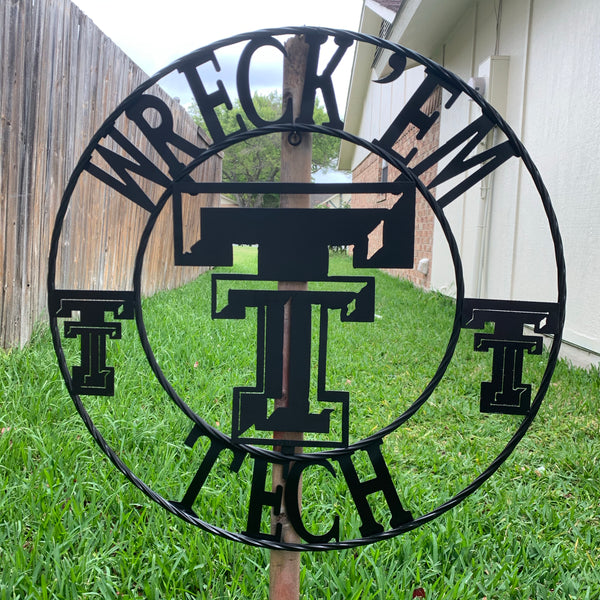 12", 18", 24", 32" WRECKEM TEXAS TECH METAL CUSTOM VINTAGE CRAFT TEAM SIGN HANDMADE