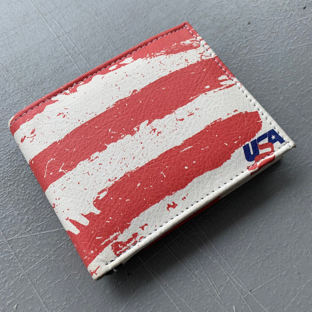 WALLET FLAG BLUE x RED WALLET USA LEATHER WHITE 4.25\