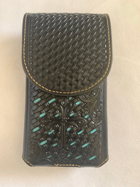 #LG_2006  7" PLAIN GENUINE LEATHER POUCH EXTRA LARGE  BELT LOOP HOLSTER CELL PHONE CASE UNIVERSAL OVERSIZE