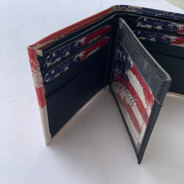 4.25" x 3.75" USA FLAG RED WHITE BLUE WALLET LEATHER BIFOLD WALLET NEW-- FREE SHIPPING
