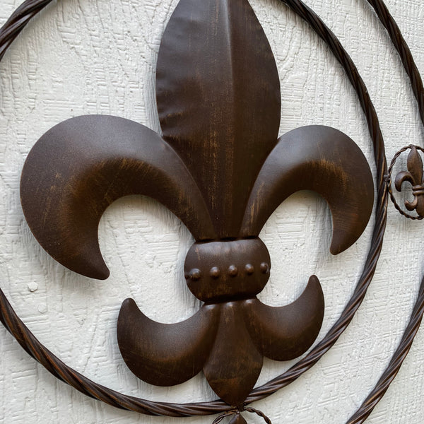 MULTI FLEUR DE LIS METAL WALL ART WESTERN HOME DECOR VINTAGE RUSTIC BROWN ART NEW