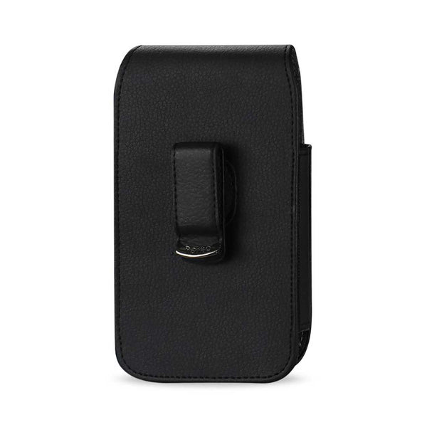 VP385A-BK 7" REIKO VERTICAL XL MEGA EXTRA LARGE LEATHER POUCH BELT CLIP HOLSTER CELL PHONE CASE UNIVERSAL OVERSIZE