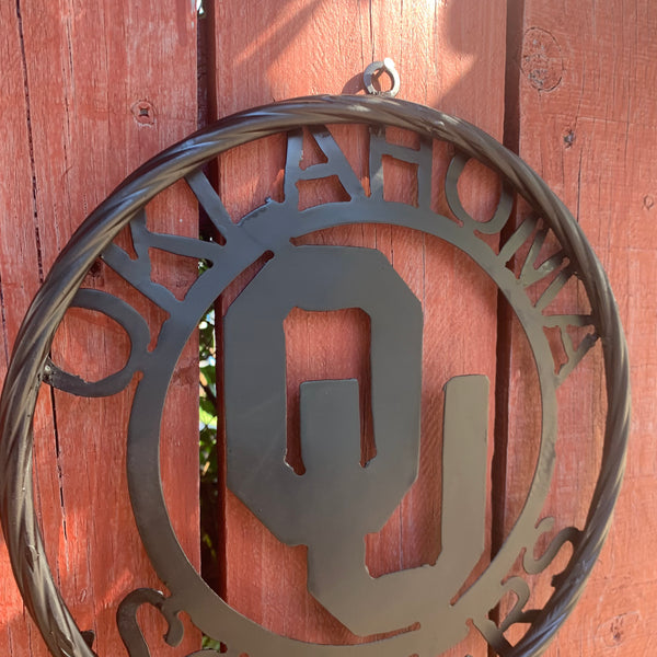 12", 18", 24", 32" OU OKLAHOMA SOONERS RUSTIC BLACK METAL CUSTOM VINTAGE CRAFT WALL ART TEAM SIGN HANDMADE