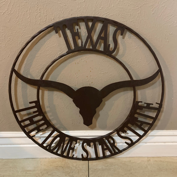 #DE22373 TEXAS THE LONE STAR STATE 24" LONGHORNS METAL WALL ART WESTERN HOME DECOR BRAND NEW