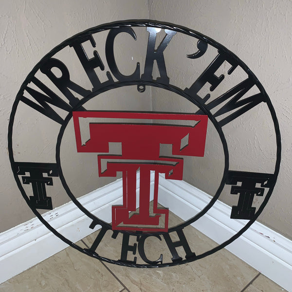 12", 18", 24", 32" WRECKEM TEXAS TECH METAL CUSTOM VINTAGE CRAFT TEAM SIGN HANDMADE