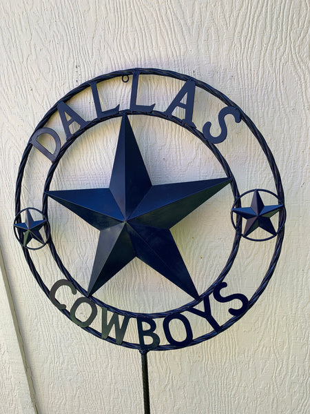 24" STAR & 34" STAKE DALLAS COWBOYS DECOR METAL ART WESTERN HOME WALL DECOR ALL NAVY BLUE STAR WITH 34" STAKE