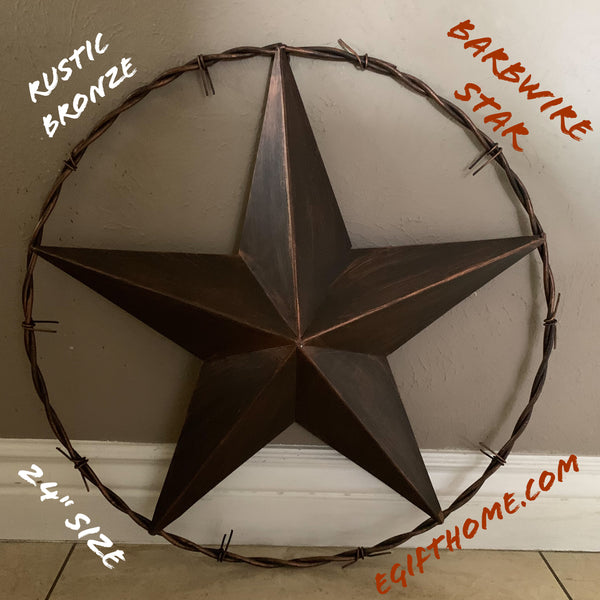 24" BARBWIRE TWISTED RING METAL WALL ART WESTERN HOME DECOR RUSTIC BRONZE COPPER #A10024